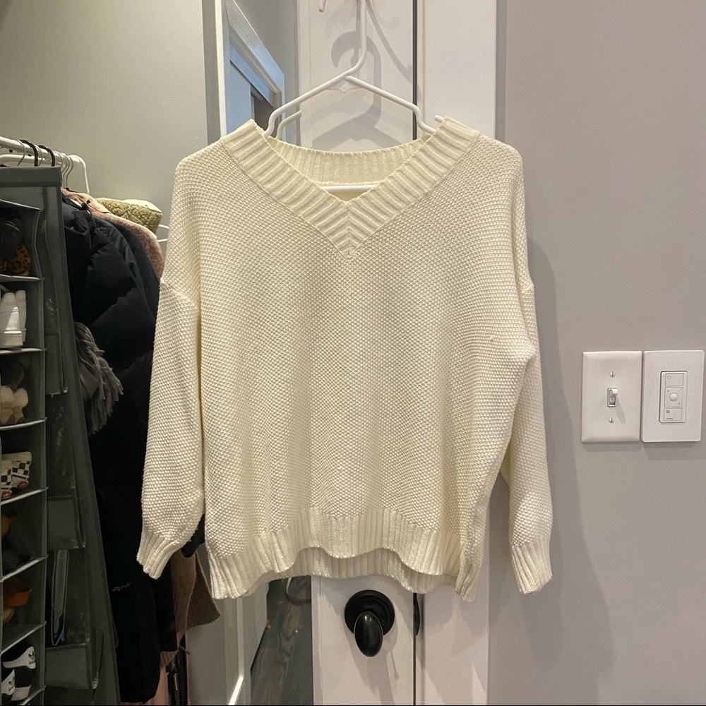 Cream v neck sweater